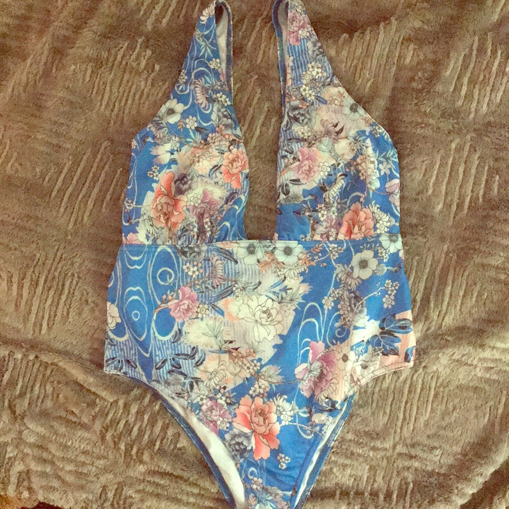 ASOS plunge floral print one piece